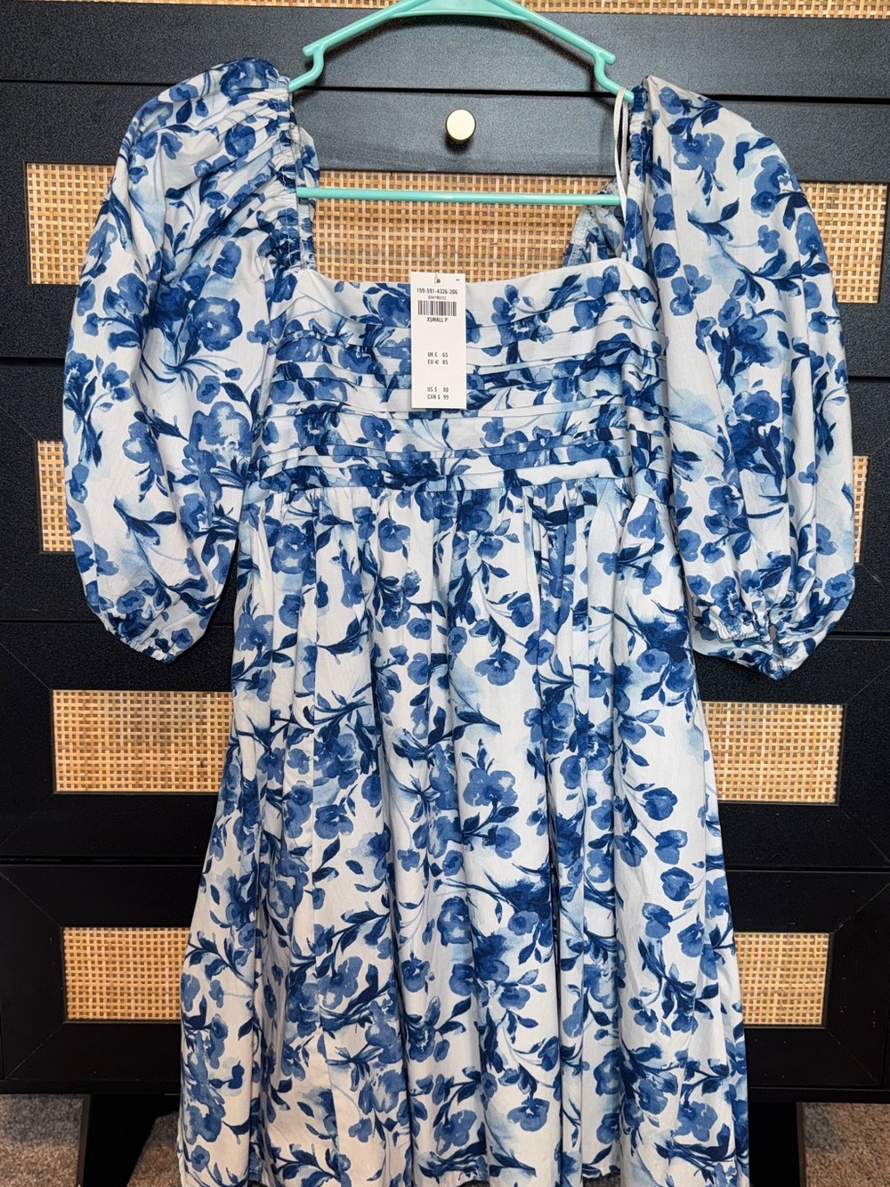 Abercrombie Blue Floral Puff-Sleeve Dress